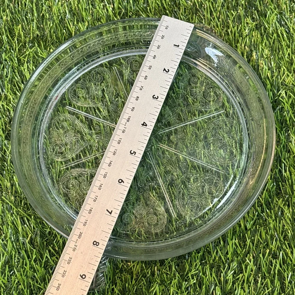 Fire-King Clear Glass‎ Scroll Pattern 3-Piece Bowl & Pie Plate Lot Vintage